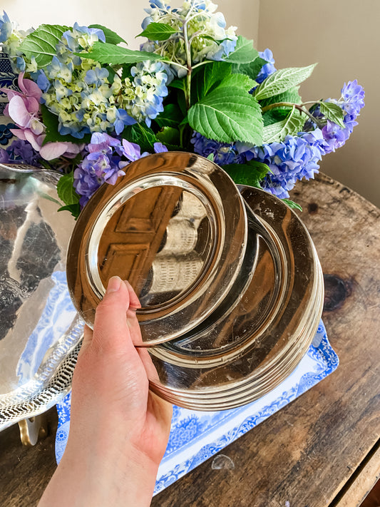 Set of 6 Silver Plate Appetizer Plates