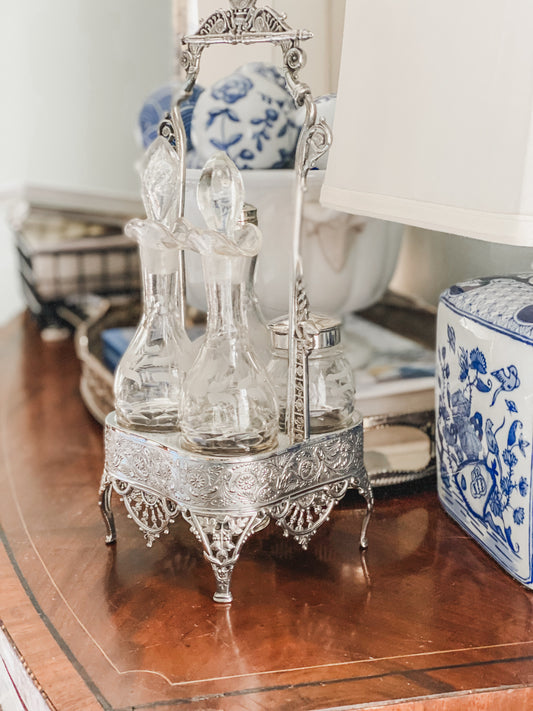 Antique Triple Plate Victorian Cruet Set