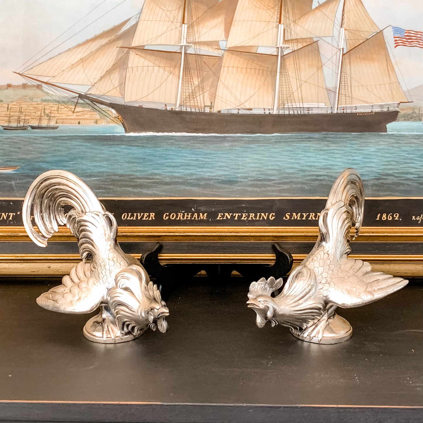 Early 1900's Silver Roosters