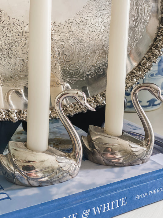 Charming Swan Candleholders