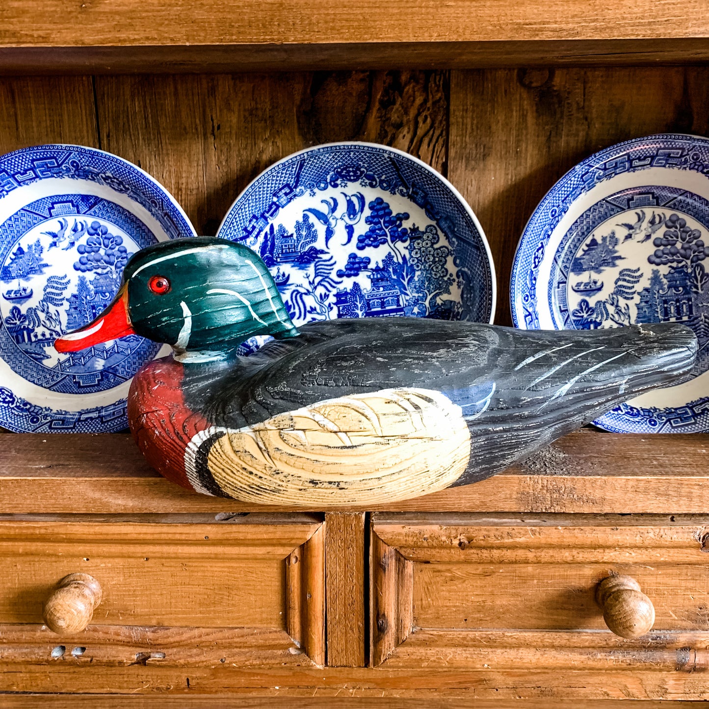 Beautiful Red Billed Duck Decoy, hand carved and signed