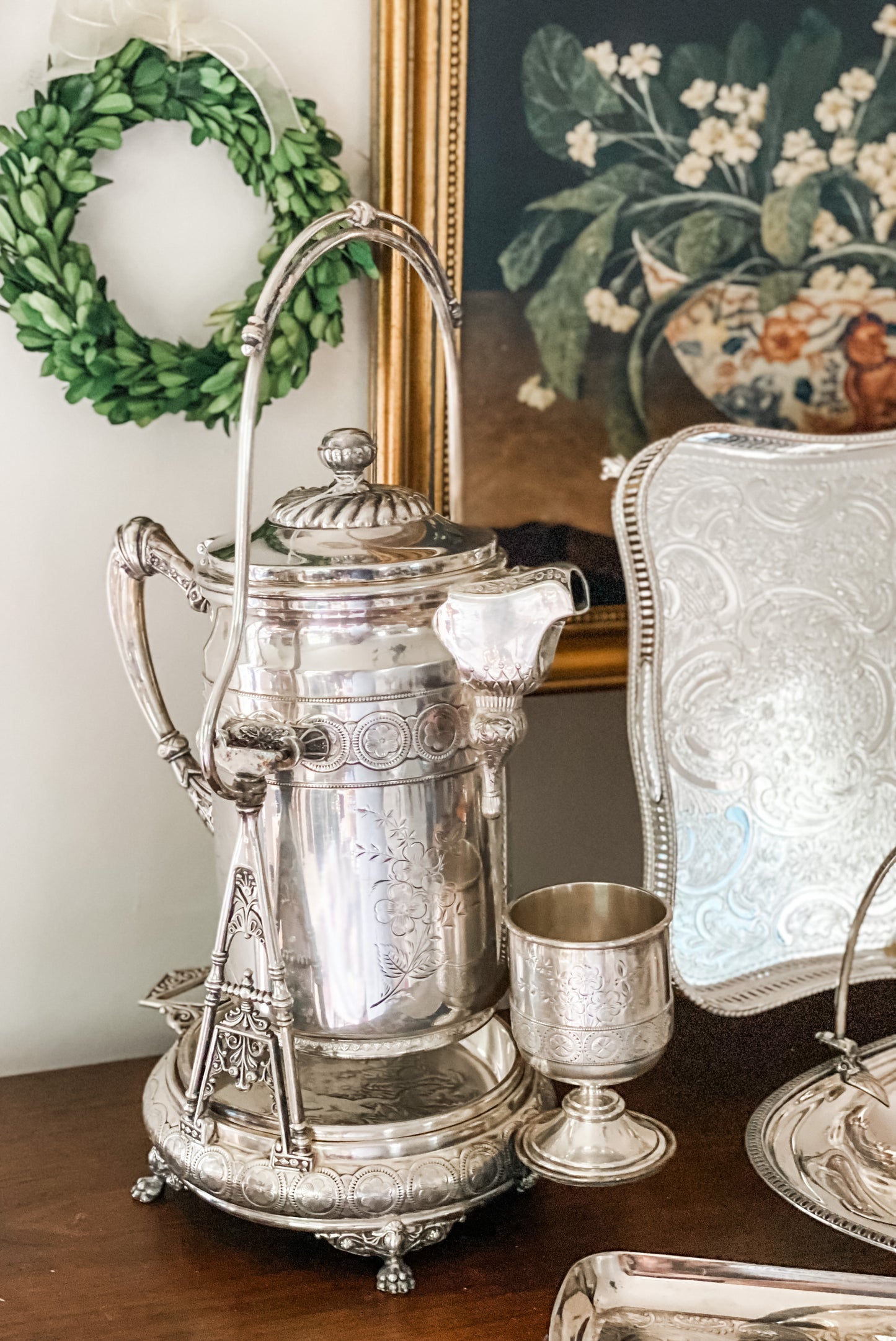 Absolutely Stunning!  Water Pitcher on Stand with Cup and Tray