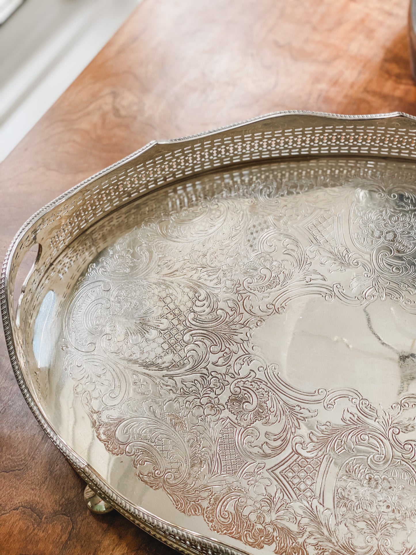 Gorgeous  Antique Reticulated Barker Ellis English Gallery Tray