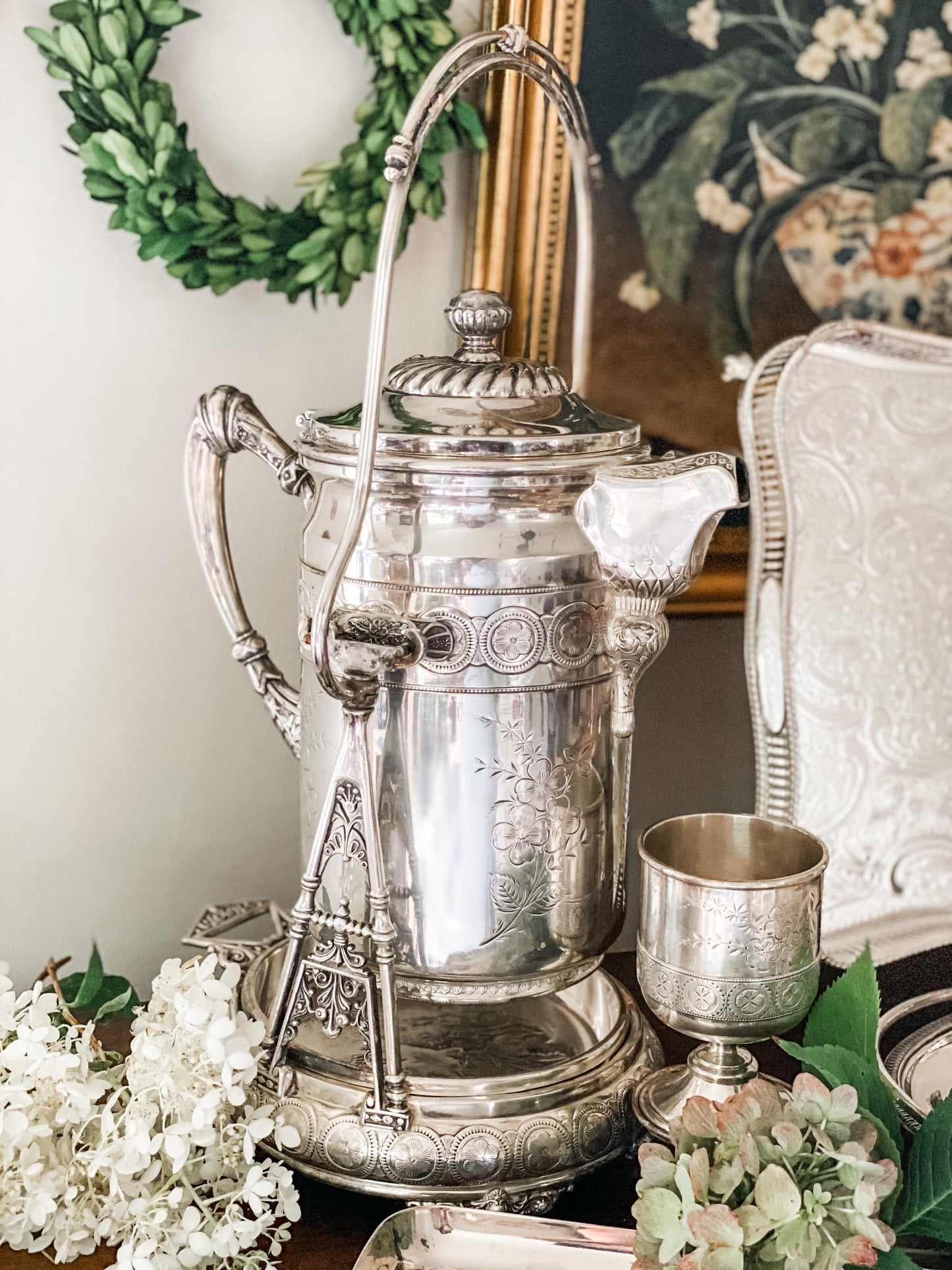 Absolutely Stunning!  Water Pitcher on Stand with Cup and Tray