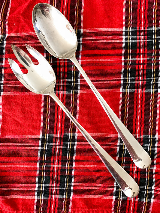 2 Extra Large Silver Plate Serving Spoons