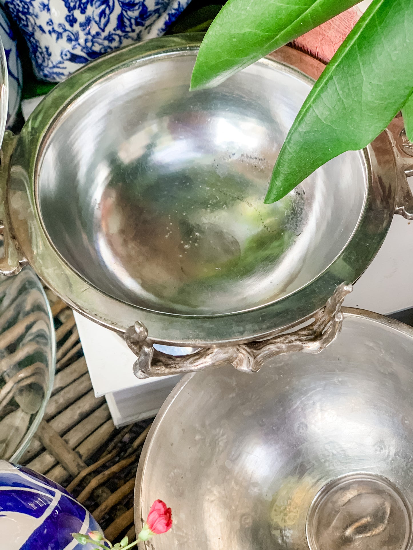 Outstanding Antique Silver Butter Dome with Cow Finial Handle
