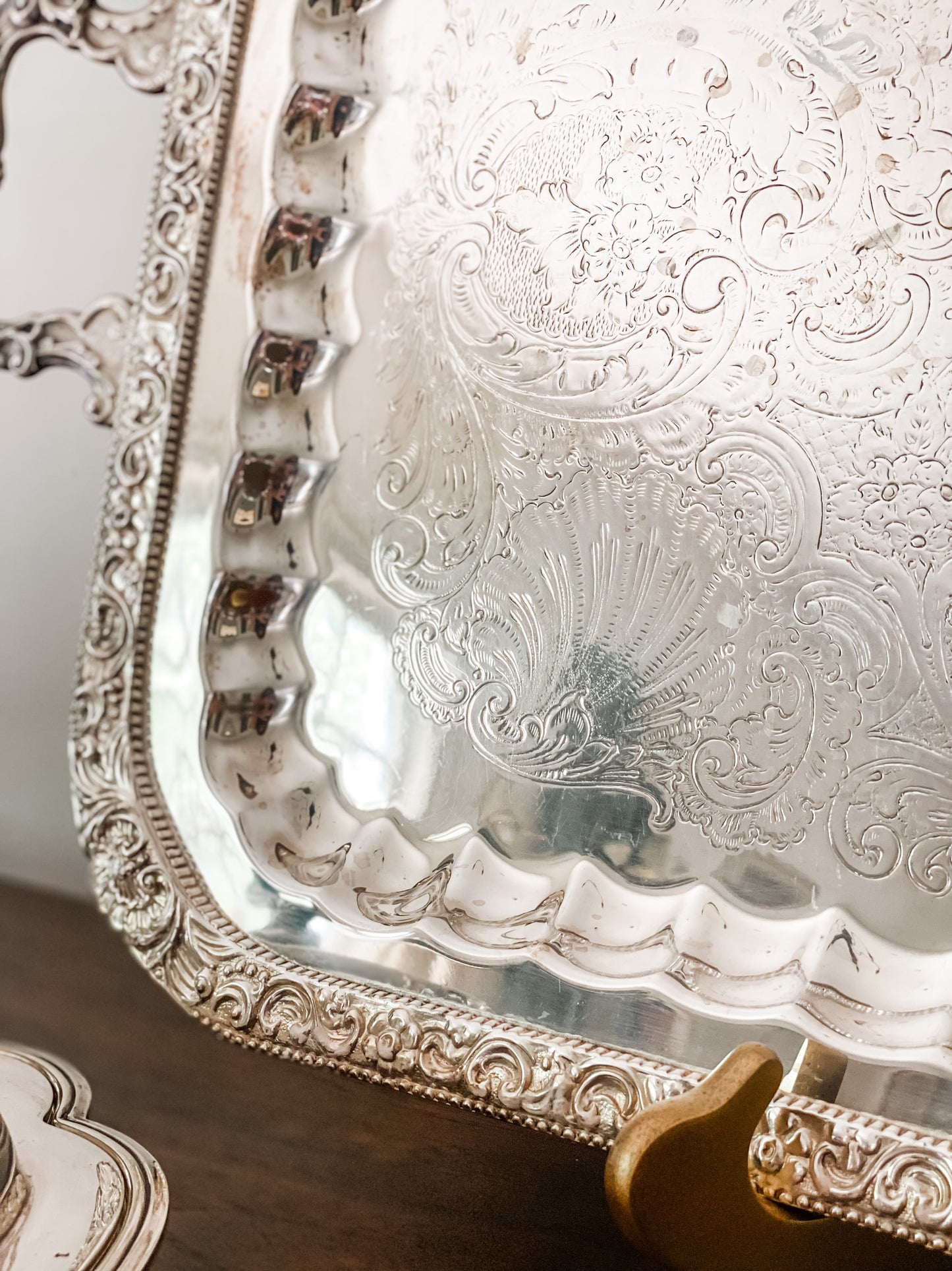 Gorgeous Large Handled Silver Tray