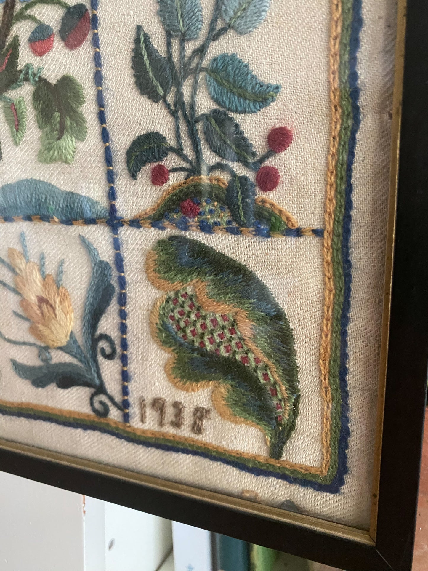 Beautiful 1938 Framed Embroidery Sampler