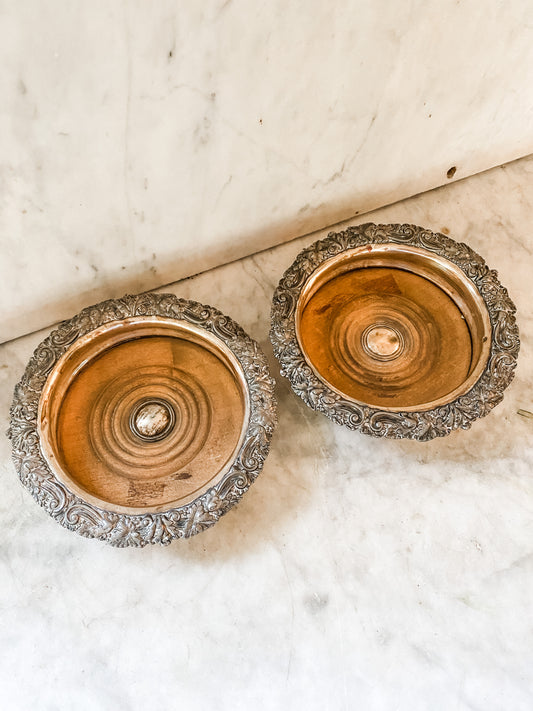 Pair of Antique Old Sheffield Plate Bottle Coasters