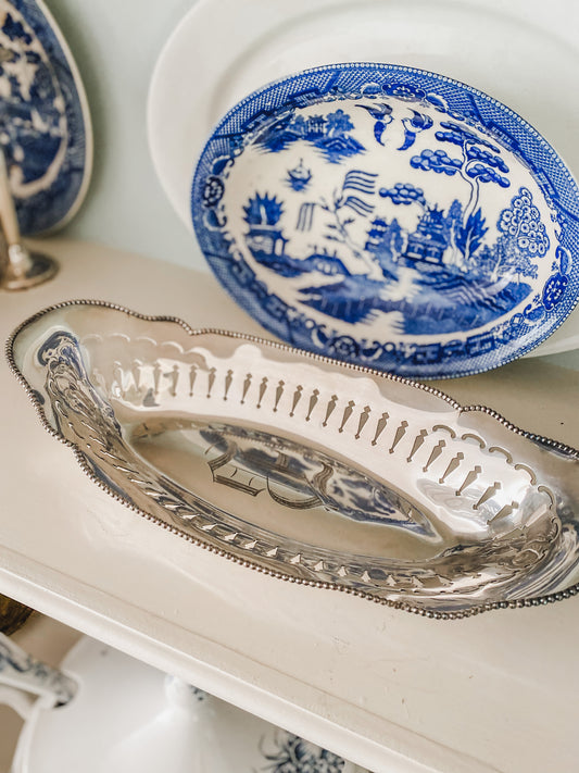 Antique Quadroupleplate Reticulated Bowl