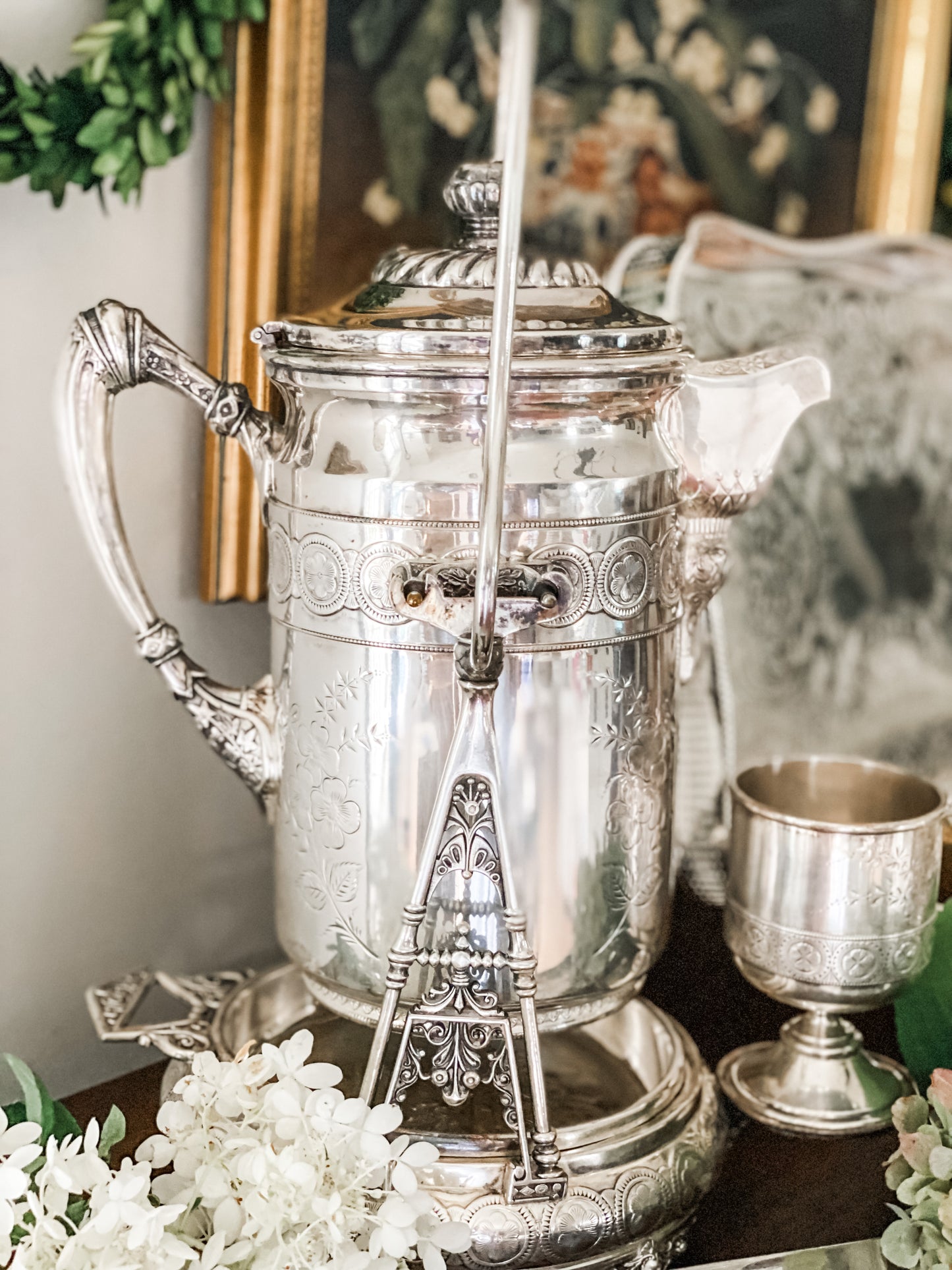 Absolutely Stunning!  Water Pitcher on Stand with Cup and Tray