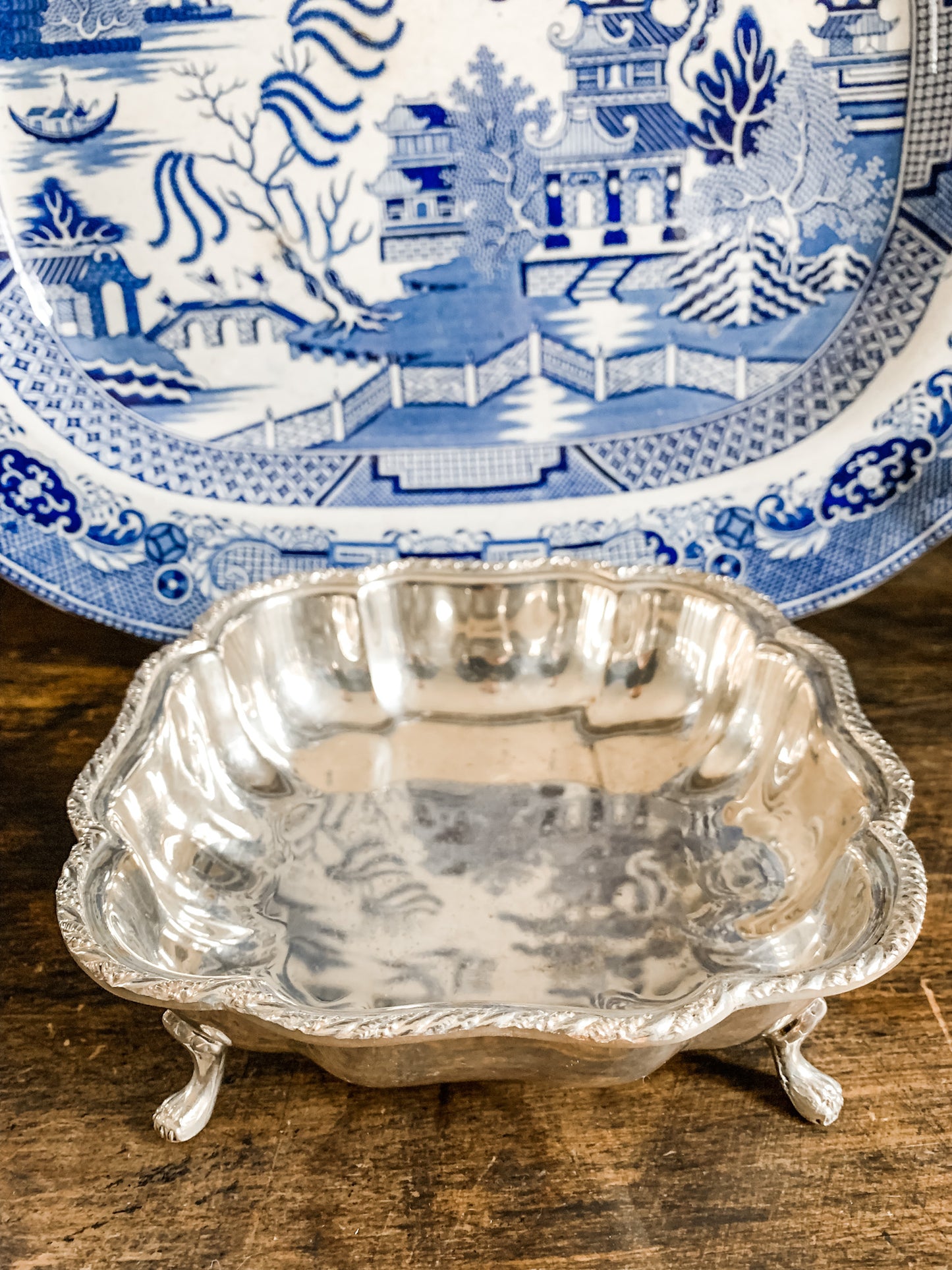 Lovely mid century Silver Square Footed dish