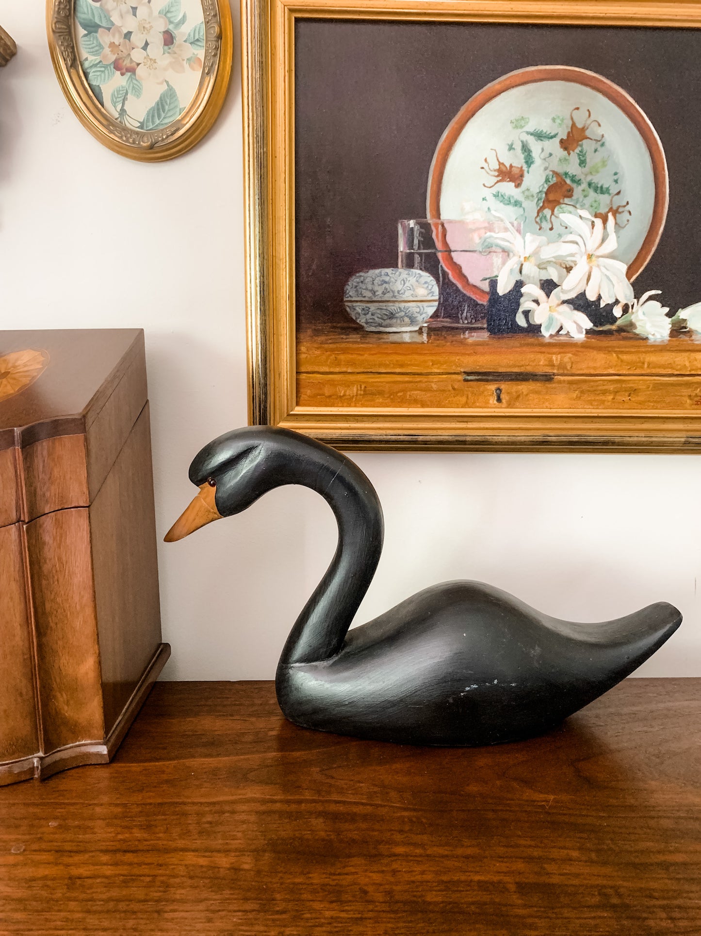 Outstanding Canadian hand carved and signed Black Swan Decoy