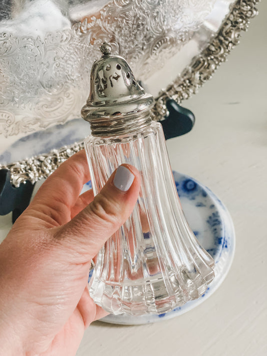 Antique Crystal and Silver Muffineer