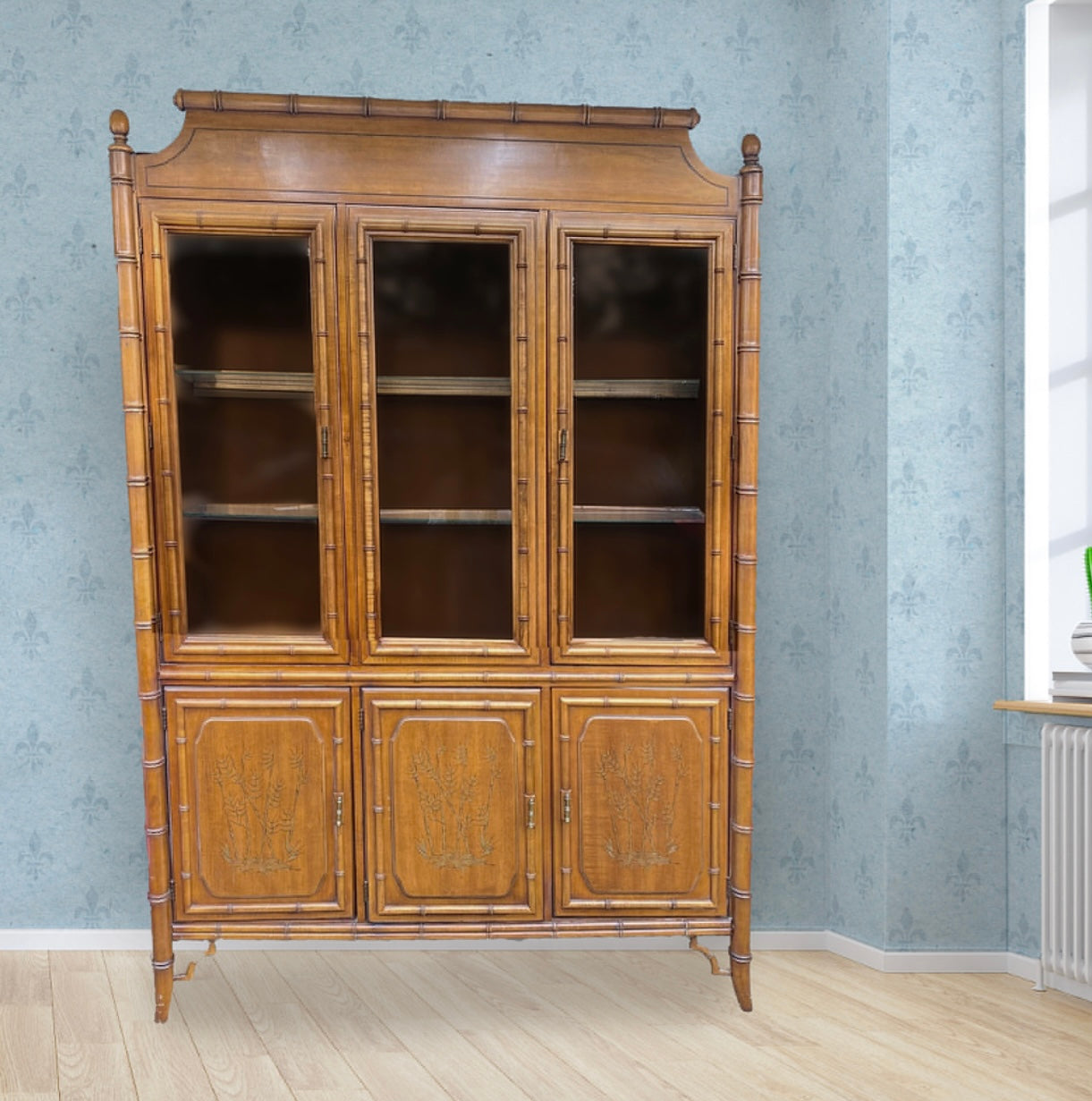 Gorgeous Chinoiserie Bamboo Hutch
