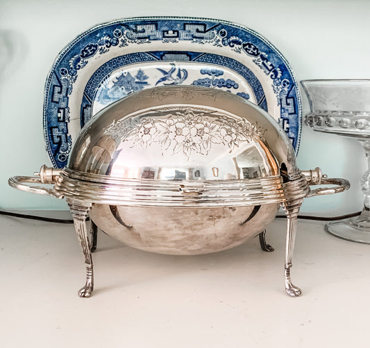 Amazing Antique English Revolving Dome Server!