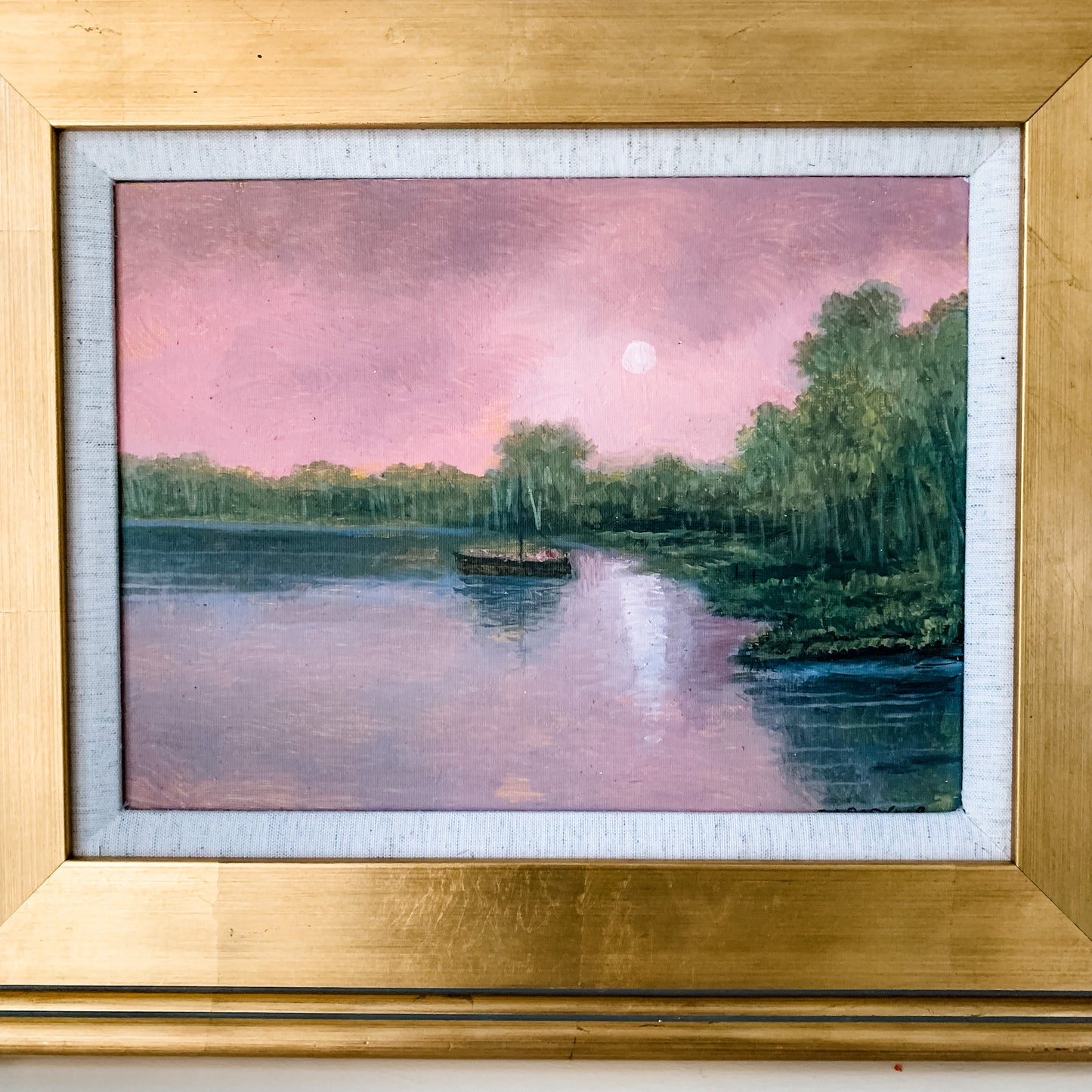 "Sunset Reflection" - Original signed oil on canvas painting