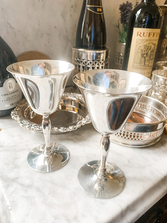 Two Antique Silver Goblets by Sheffield