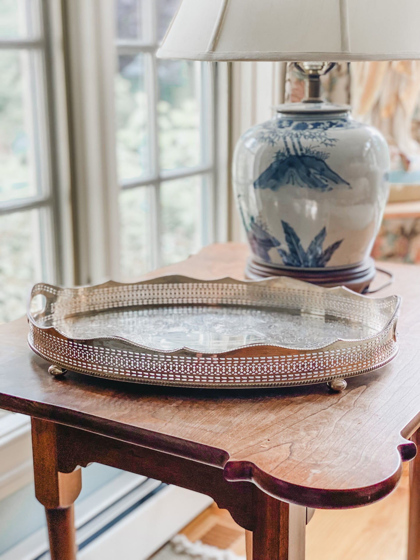 Gorgeous  Antique Reticulated Barker Ellis English Gallery Tray