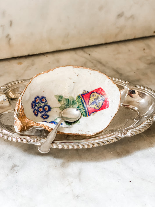 Oyster Salt Cellar and Sterling Salt Spoon