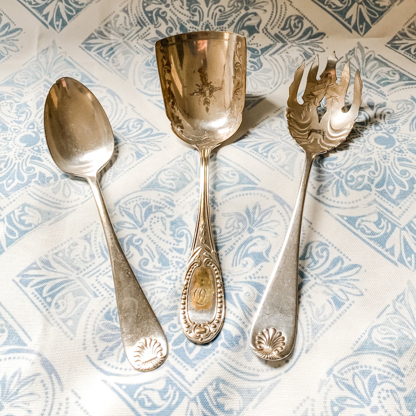 Three Fabulous Antique Silver Serving Pieces