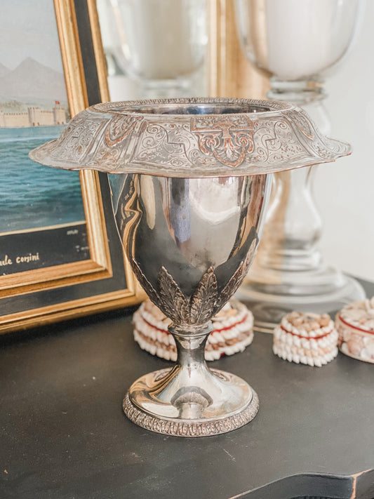 Antique Repousse Pedestal Vase