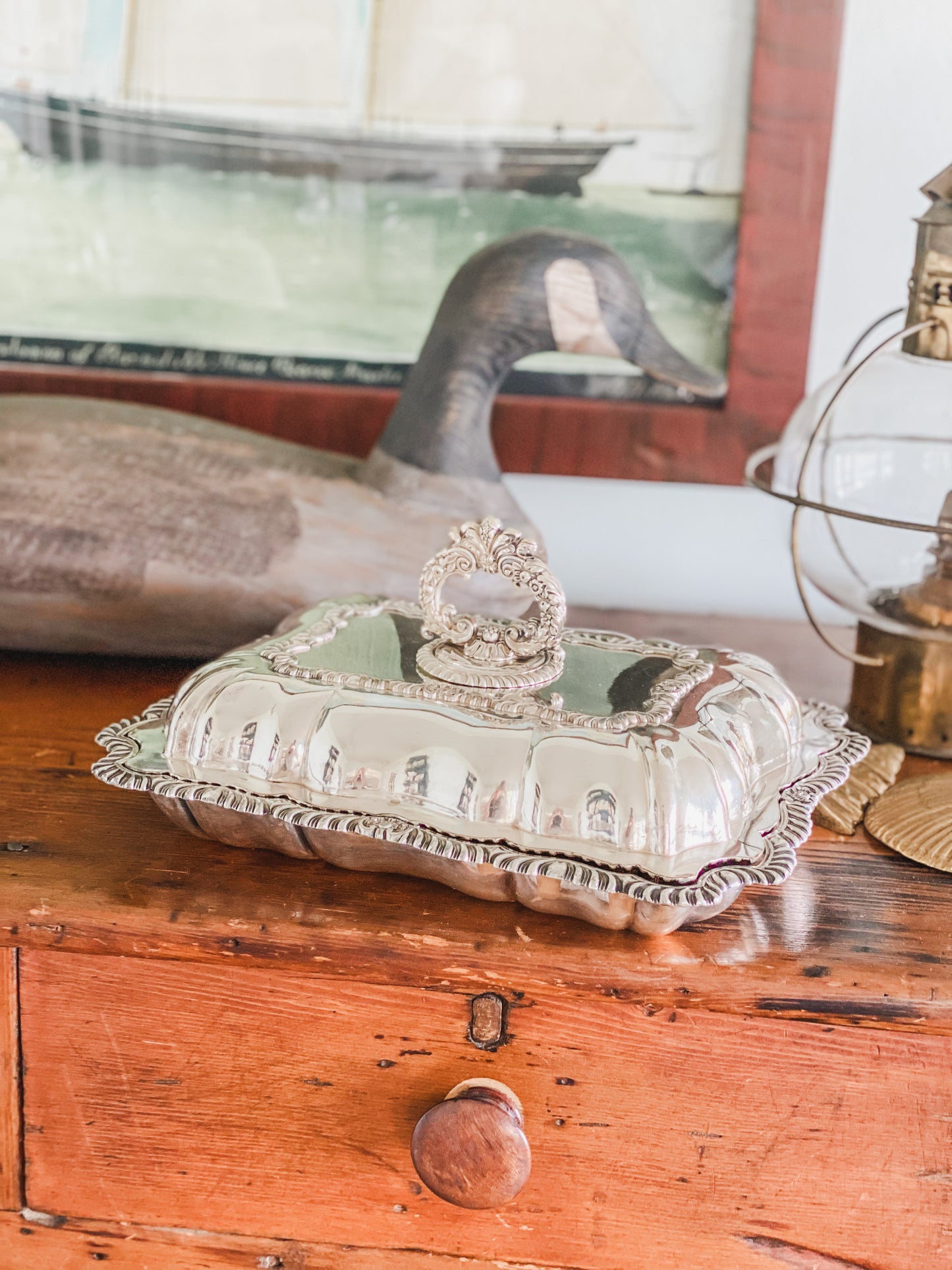 Splendid Antique English Covered Serving Dish.