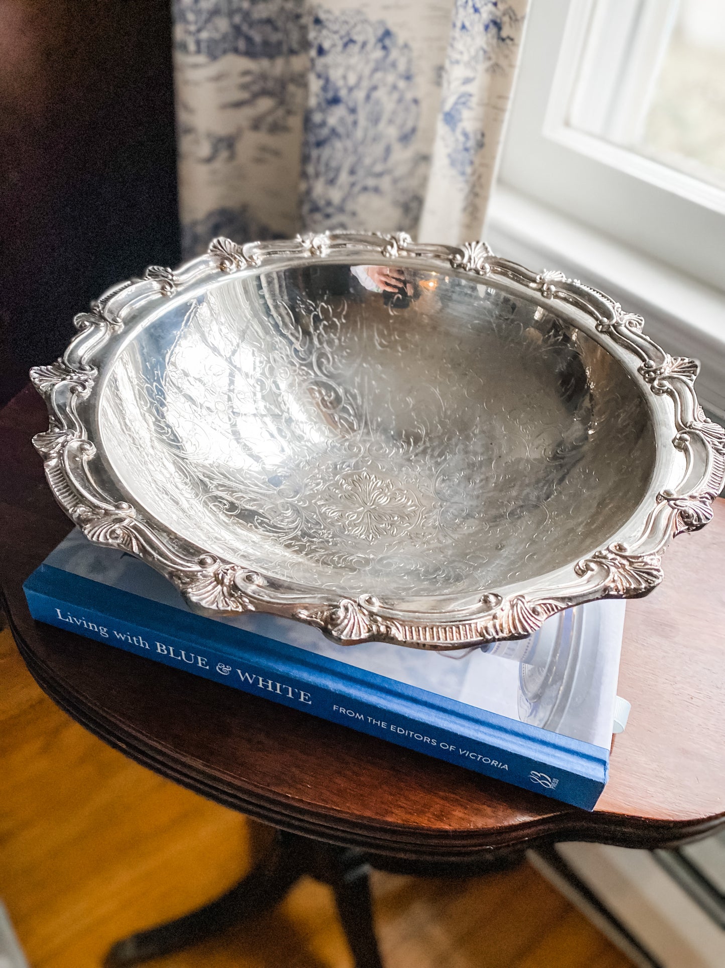 Silver on Copper Centerpiece Bowl