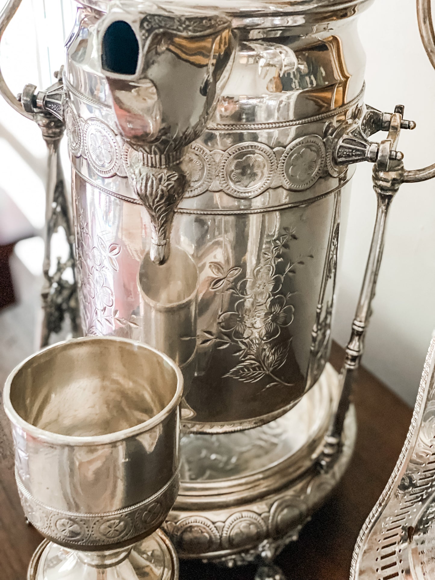 Absolutely Stunning!  Water Pitcher on Stand with Cup and Tray