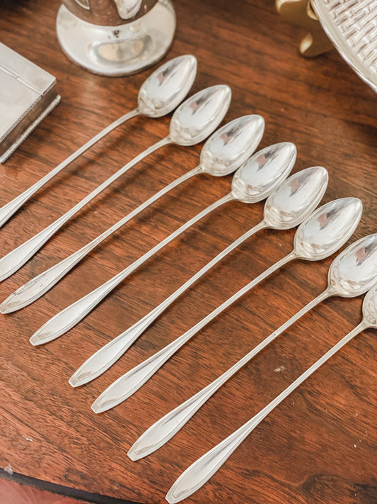 Set of 8 Antique Ice Tea Spoons from 1910