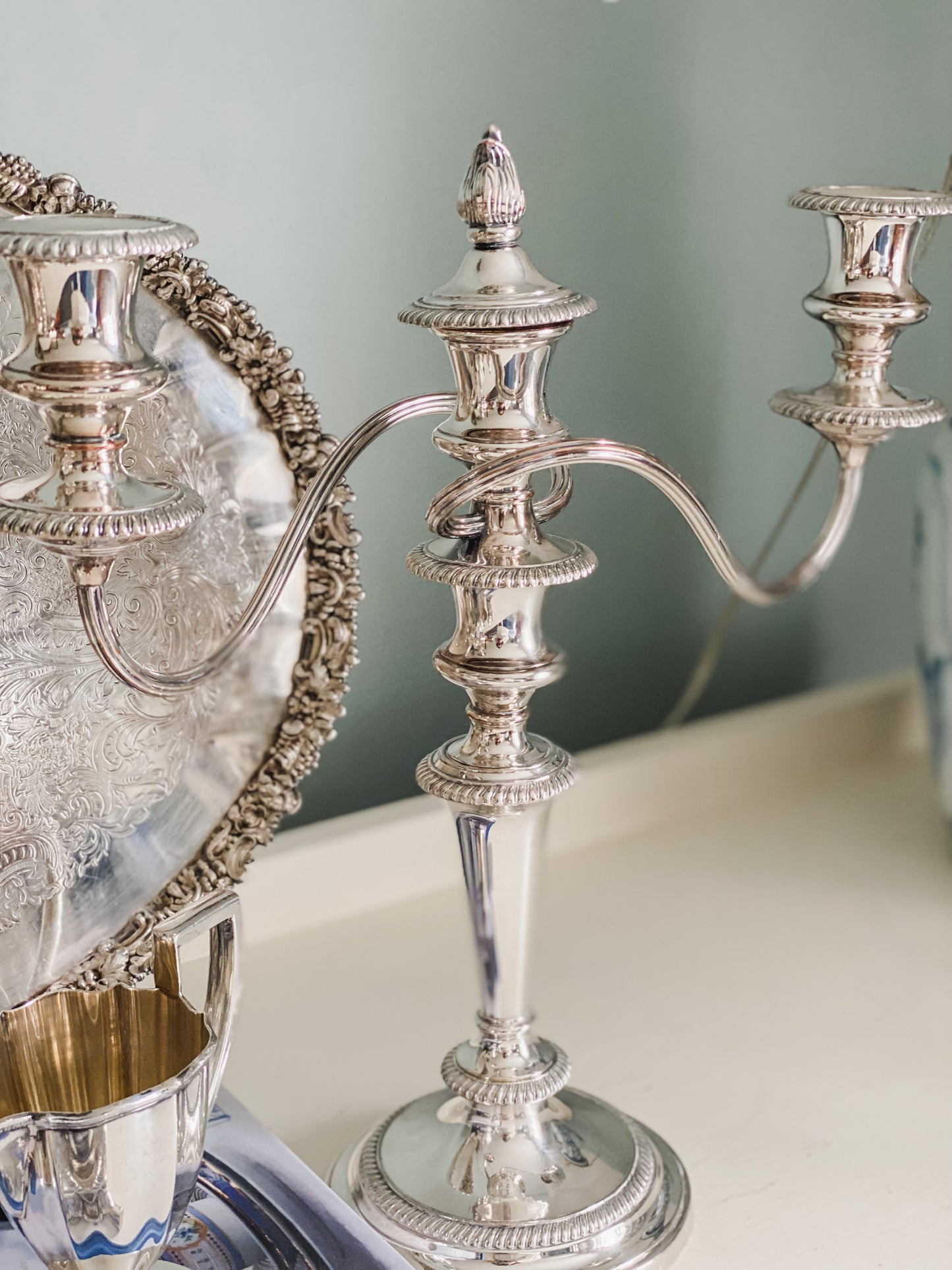 Exquisite Antique  English Barker Ellis Candelabras