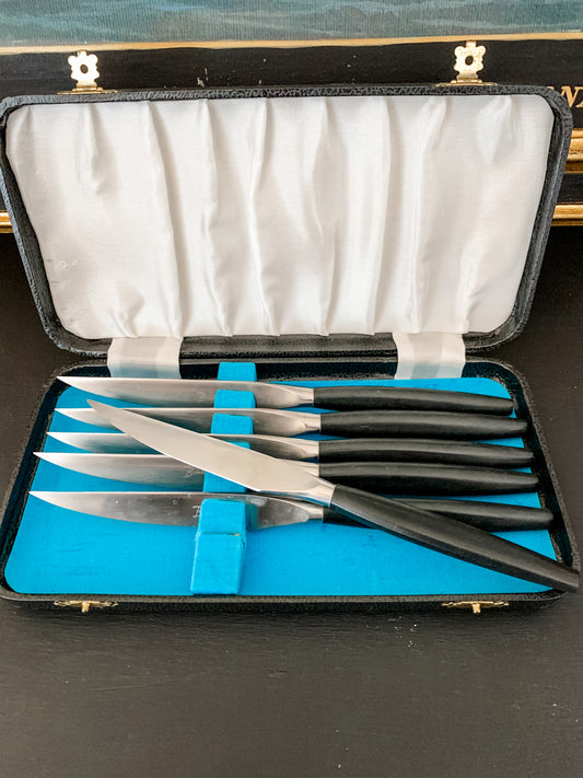 Mid Century Sheffield Steak Knife Set