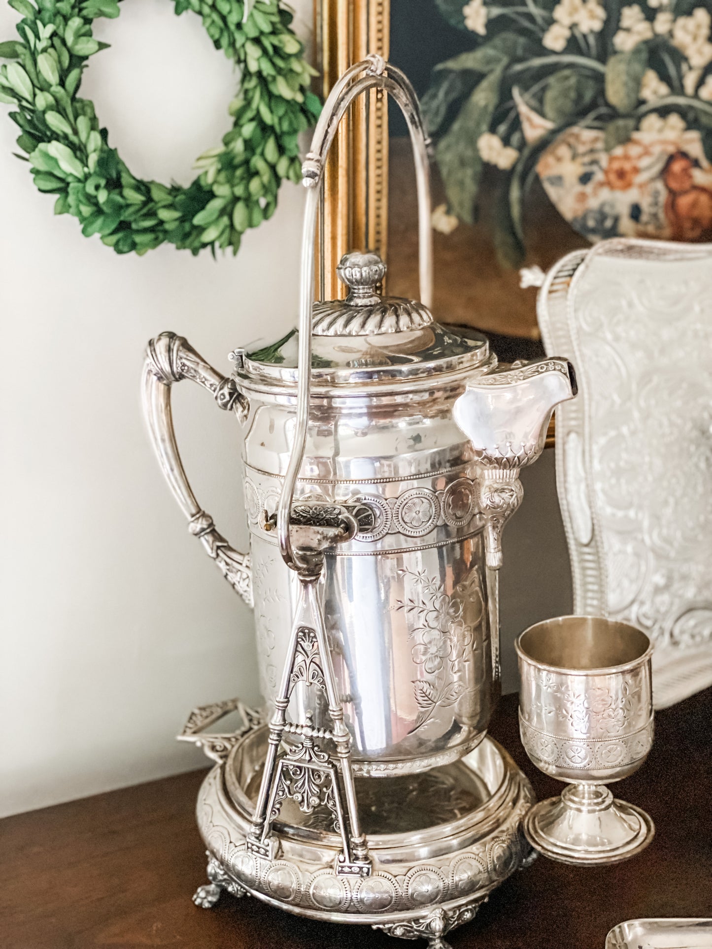 Absolutely Stunning!  Water Pitcher on Stand with Cup and Tray