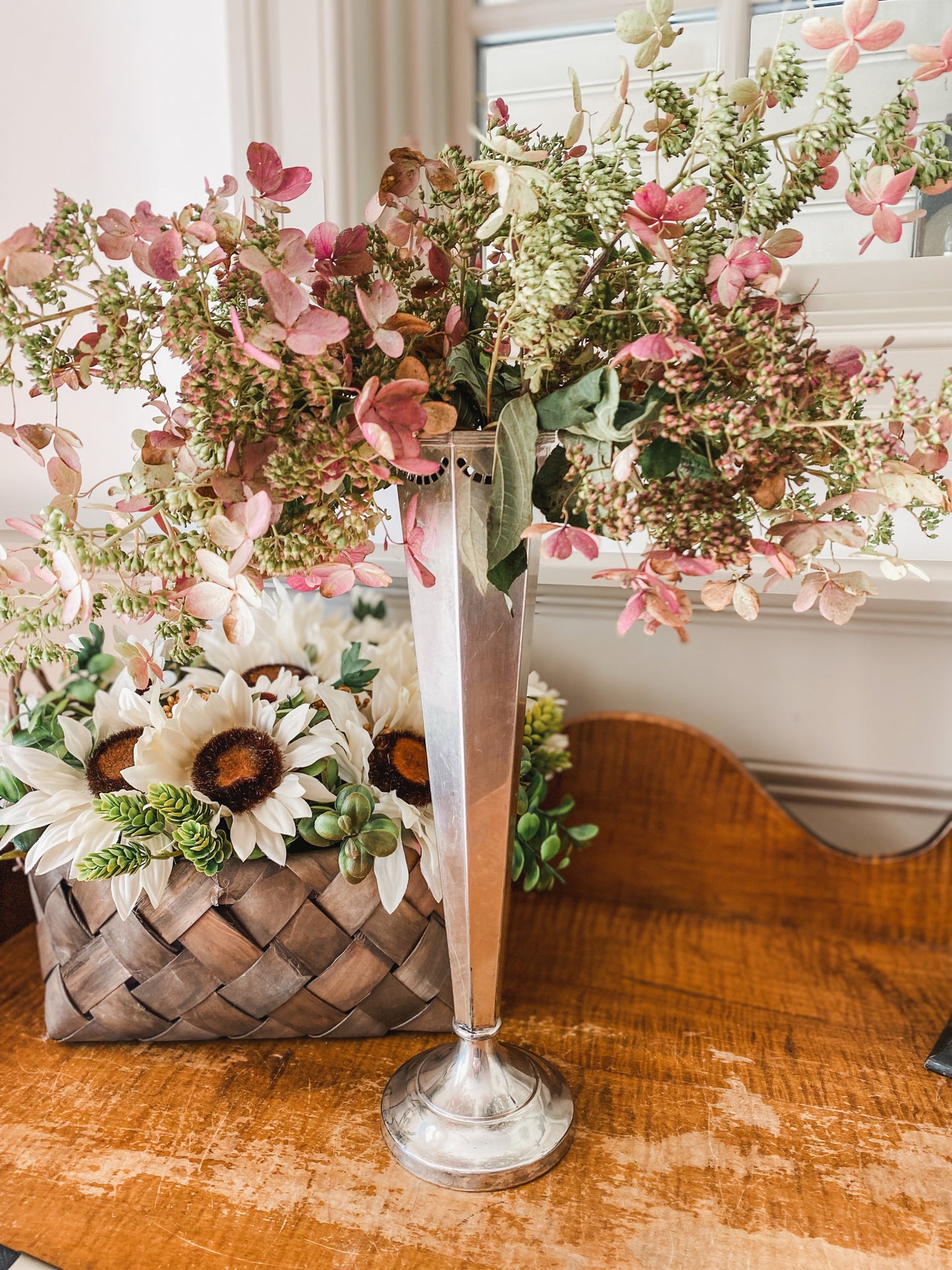 Large Silverplate Trumpet Vase