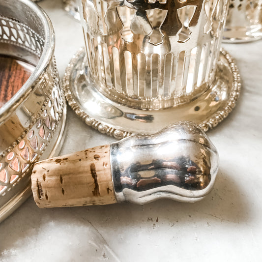 Antique Silver Plated Wine Bottle Stopper